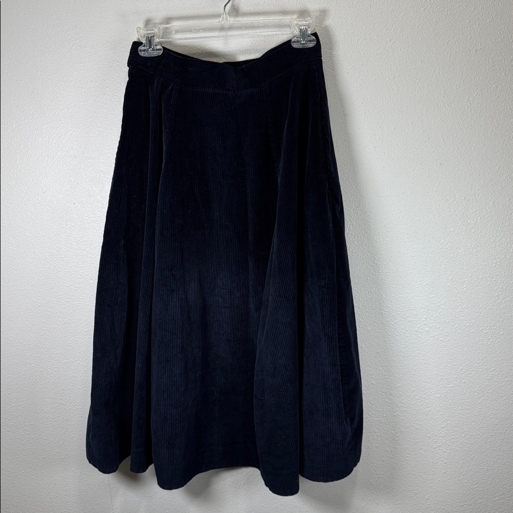 COS Navy A-Line Corduroy Midi Skirt - Picture 4 of 7